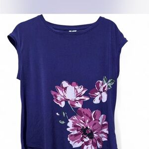 Elle Purple Floral Short Sleeve Top
